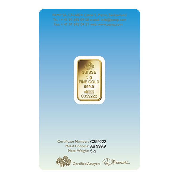 5 Gram Pamp Suisse Faith Series Cross Gold Bar In Assay