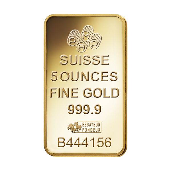 5 oz Pamp Suisse Lady Fortuna Gold Bar In Assay
