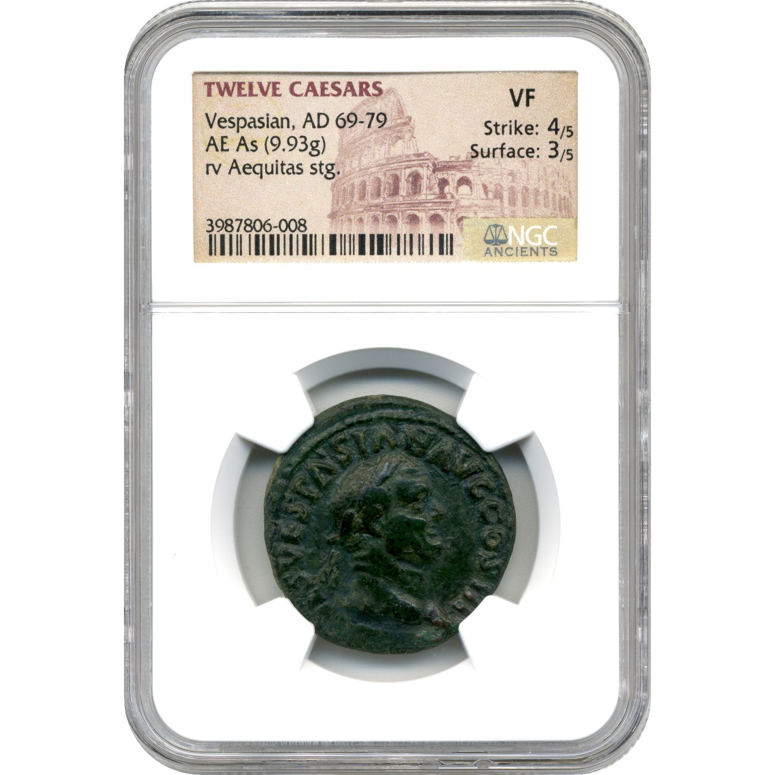 Twelve\u0020Caesars\u0020Vespasian\u0020AE\u0020As\u0020AD\u002069\u002D79\u0020\u002D\u0020NGC\u0020VF