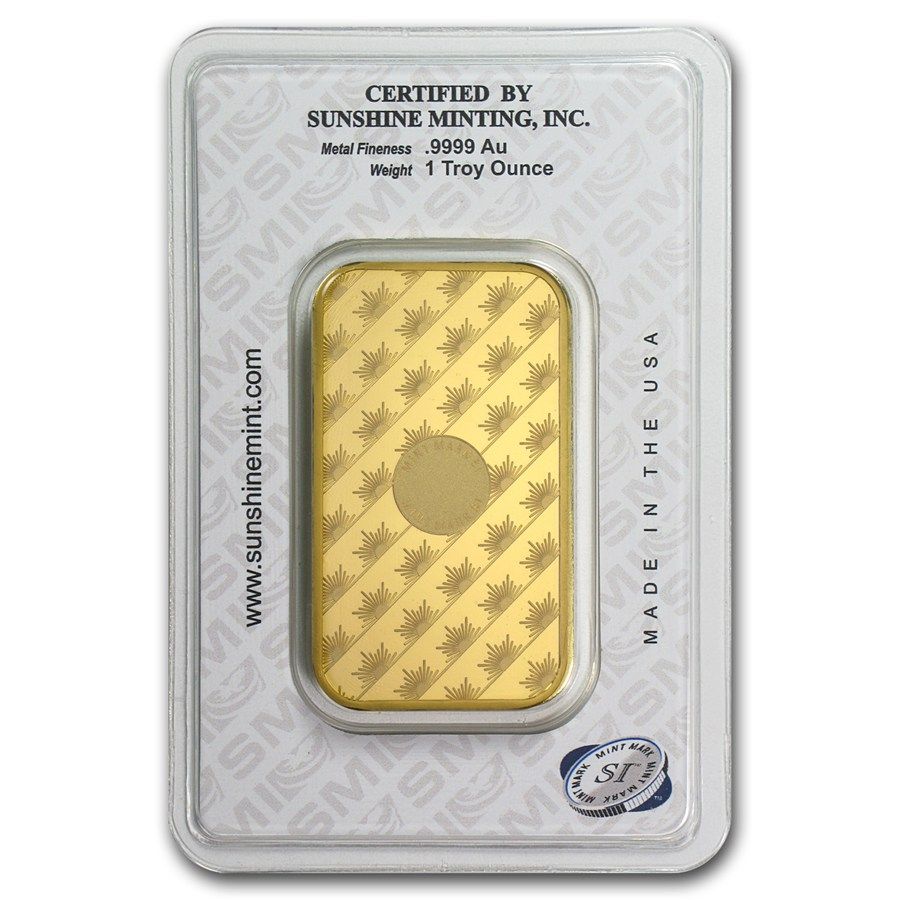 1 oz Sunshine Mint Gold Bar In Certicard