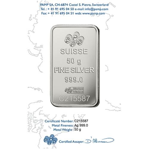50 Gram Pamp Suisse Lady Fortuna Silver Bar