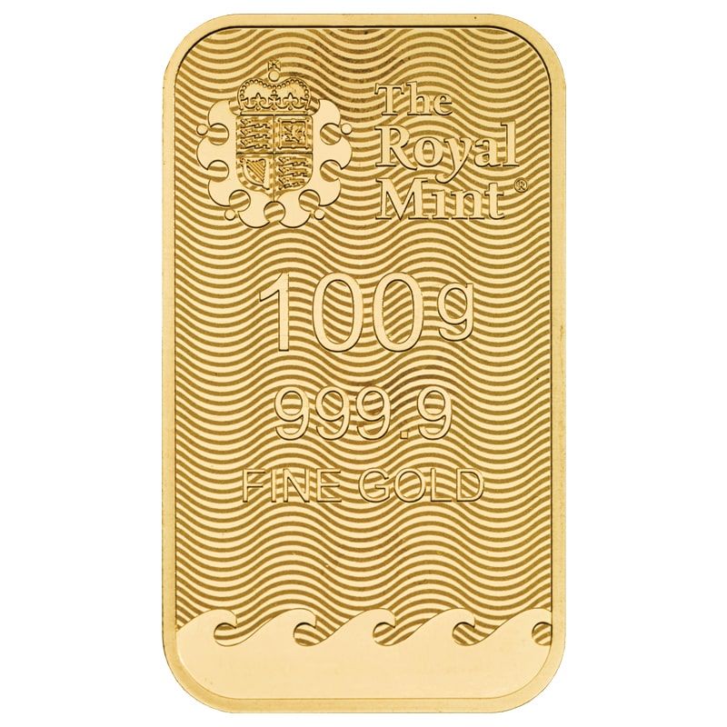 BR Gold Britannia 100 Gram Bar - Back
