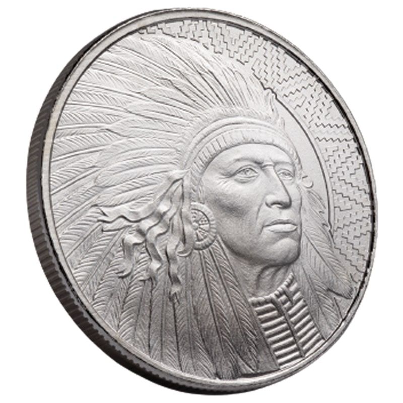 Bullion Works Silver Buffalo Warrior 1 oz Round - Obverse - Tilt