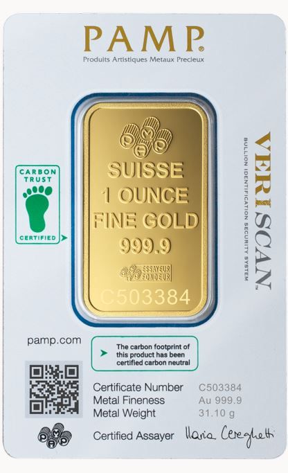 1 oz Pamp Suisse Lady Fortuna Gold Bar - In Assay