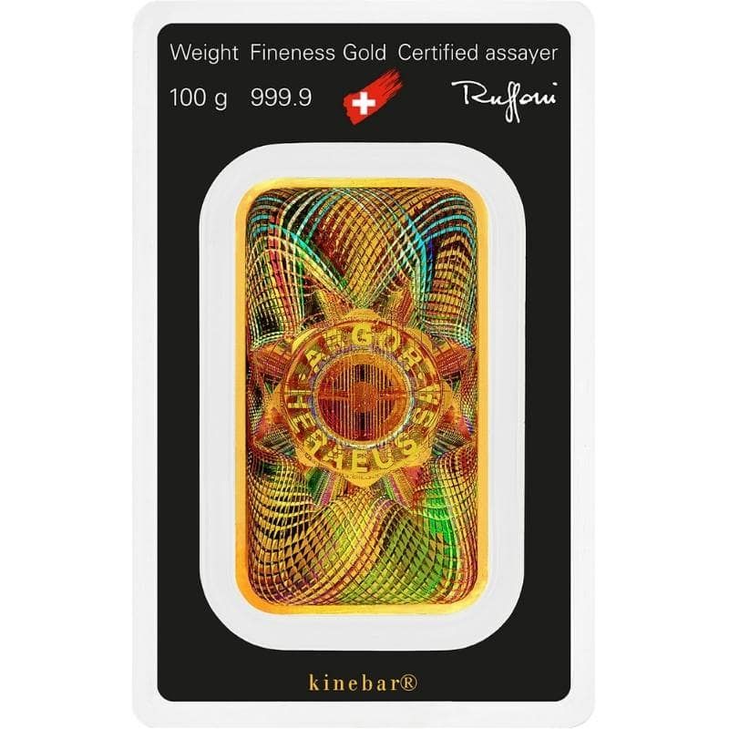 100 gram Argor-Heraeus Kinebar Gold Bar