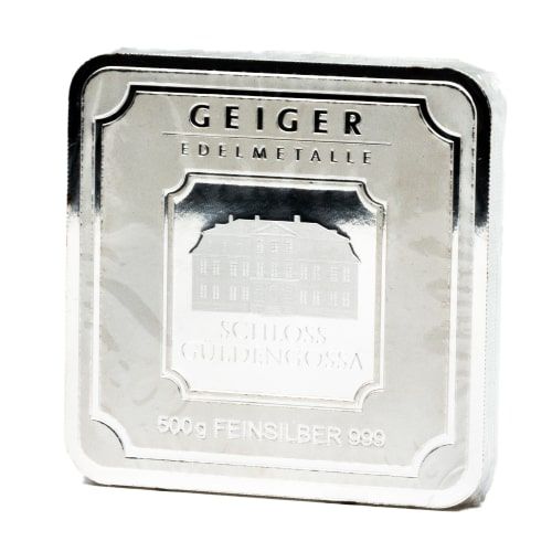 500 Gram Geiger Security Square Silver Bar - Best Silver Prices