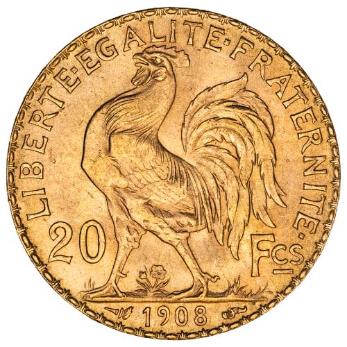 French\u002020\u0020Franc\u0020Rooster\u0020Gold\u0020Coin\u0020Avg\u0020Circulated\u0020\u002D\u0020Random\u0020Year