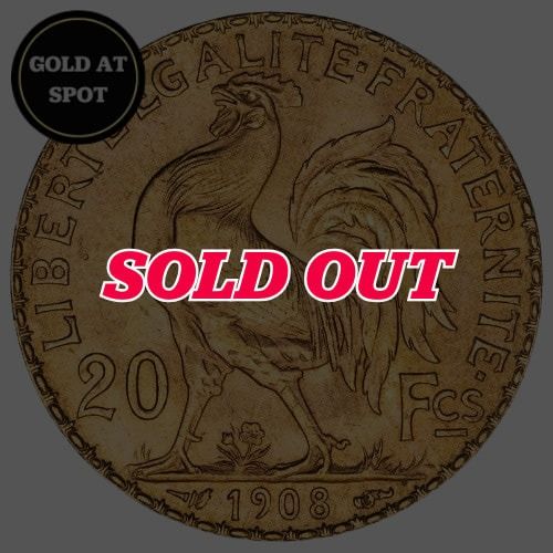 French\u002020\u0020Franc\u0020Rooster\u0020Gold\u0020Coin\u0020Avg\u0020Circulated\u0020\u002D\u0020Random\u0020Year