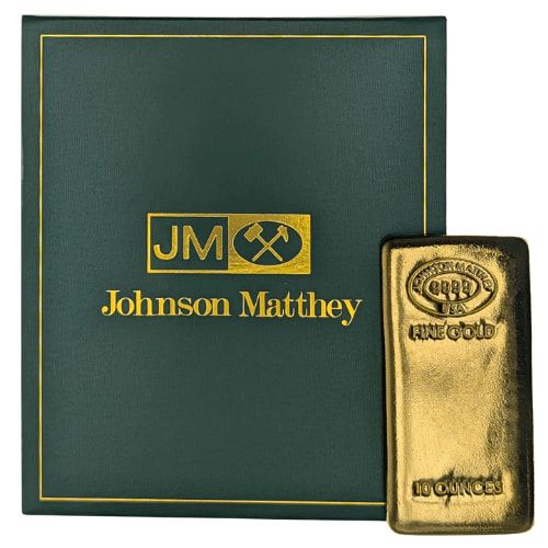 10 oz Johnson Matthey Poured Gold Bar