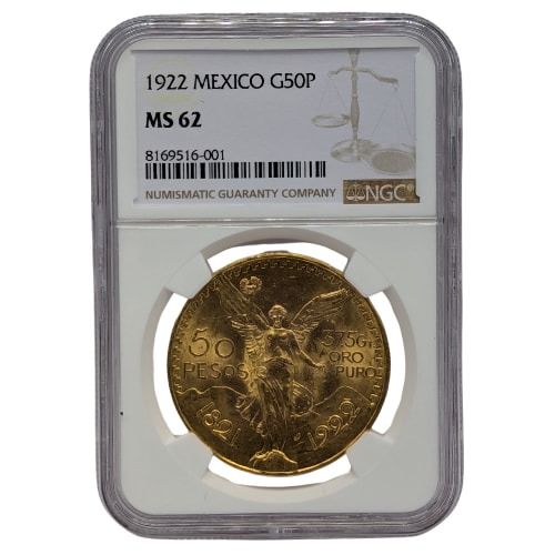 1922\u0020NGC\u0020MS\u002D62\u0020Mexican\u002050\u0020Pesos\u0020Gold\u0020Coin