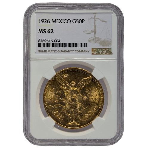1926\u0020NGC\u0020MS\u002D62\u0020Mexican\u002050\u0020Pesos\u0020Gold\u0020Coin