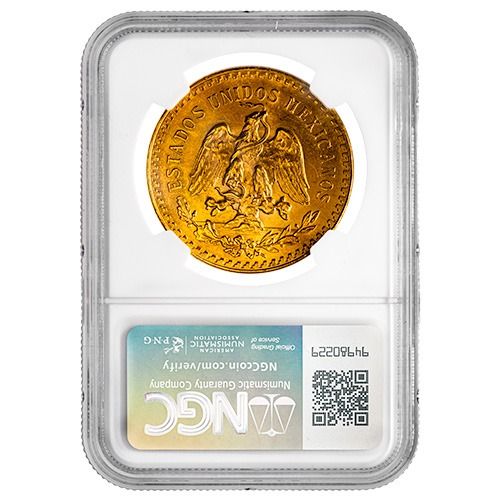 1947 NGC MS-61 Mexican 50 Pesos Gold Coin (Restrike) - Texas Miner Hoard