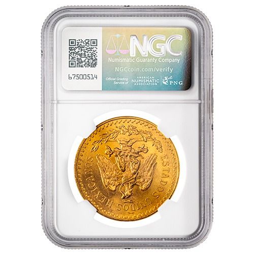 Buy 1947 NGC MS-65 Mexican 50 Pesos Gold Coin (Restrike) - Texas