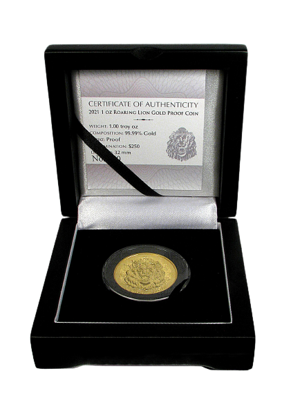 2021 1 oz Roaring Lion Proof Gold Coin