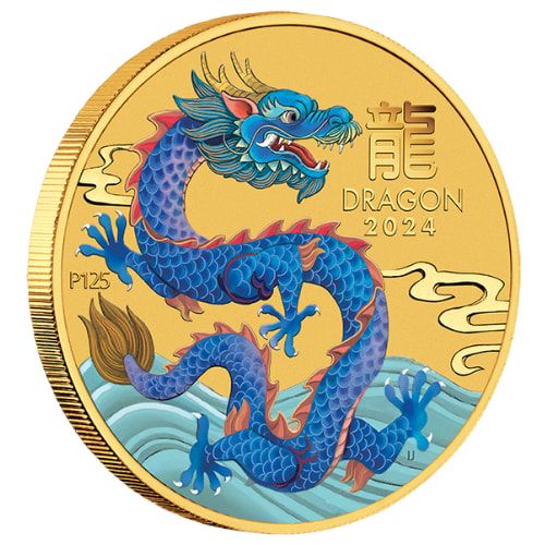Buy 2024 1/20 oz Year of the Dragon Colored Gold Coin