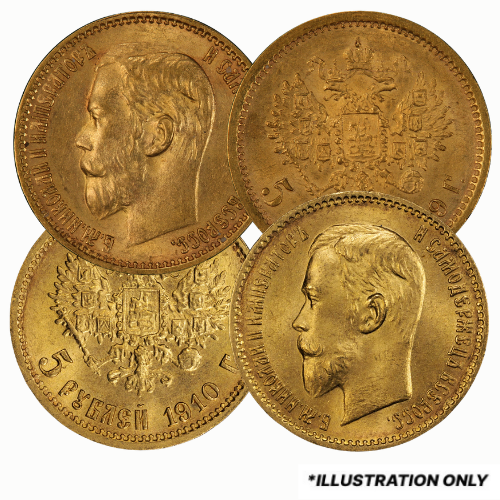 Russian\u00205\u0020Roubles\u0020Gold\u0020Coin\u0020\u002D\u0020Average\u0020Circulated\u0020Condition\u0020\u002D\u00201897\u002D1911
