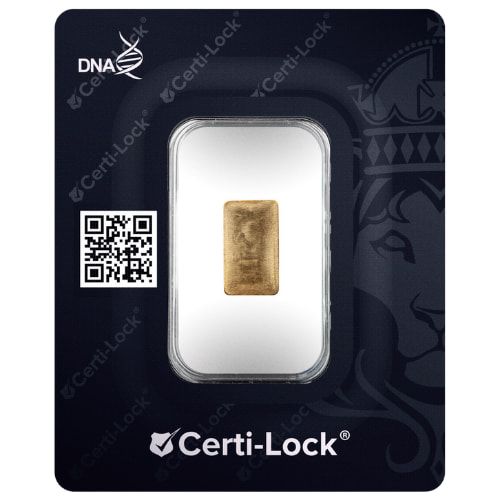 1 Gram Scottsdale Mint Gold Prepper Bars in Certi-Lock® SD Bullion