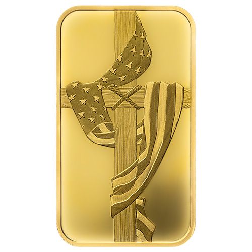 Cross and Flag Gold Bar Obverse