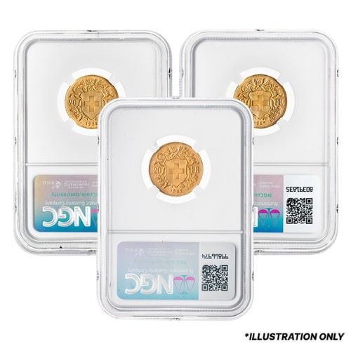 Random Swiss Gold 20 Francs Coin - Texas Oil Baron Hoard - NGC Certified