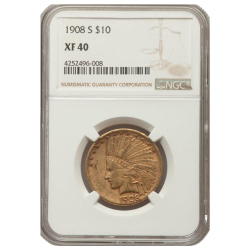 1908\u002DS\u0020NGC\u0020XF\u002D40\u0020\u002410\u0020Indian\u0020Eagle\u0020Gold\u0020Coin