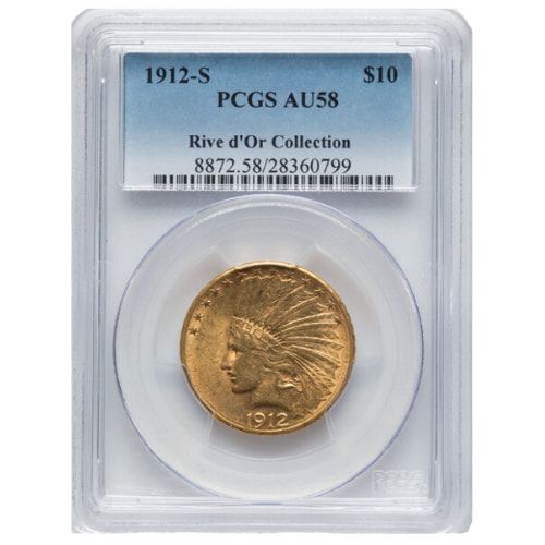 1912\u002DS\u0020PCGS\u0020AU\u002D58\u0020\u002410\u0020Indian\u0020Eagle\u0020Gold\u0020Coin\u0020