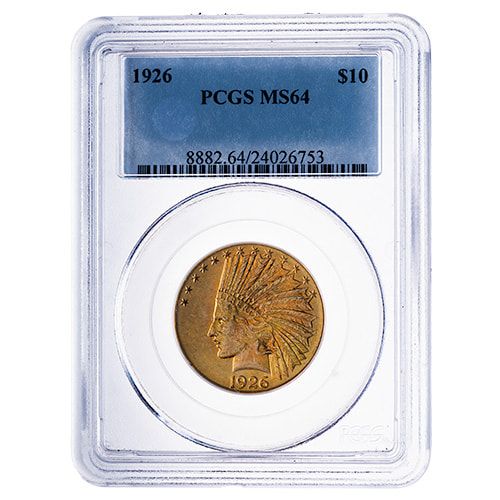PCGS\u0020MS\u002D64\u00201926\u0020\u002410\u0020Indian\u0020Head\u0020Eagle\u0020Gold\u0020Coin