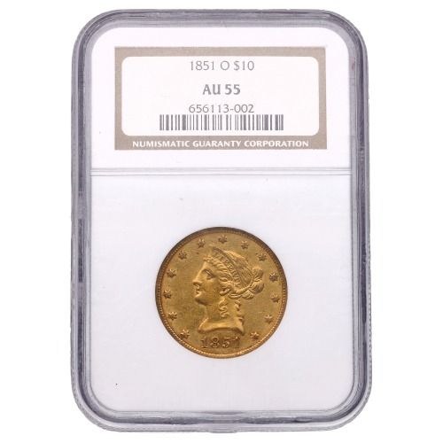 1851\u002DO\u0020NGC\u0020AU\u002D55\u0020\u002410\u0020Liberty\u0020Eagle\u0020Gold\u0020Coin