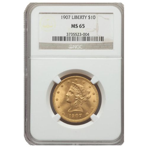 1907\u0020NGC\u0020MS\u002D65\u0020\u002410\u0020Liberty\u0020Eagle\u0020Gold\u0020Coin