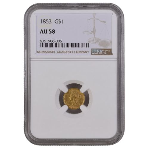 1853\u0020NGC\u0020AU\u002D58\u0020Type\u0020I\u0020Gold\u0020Dollar\u0020Coin