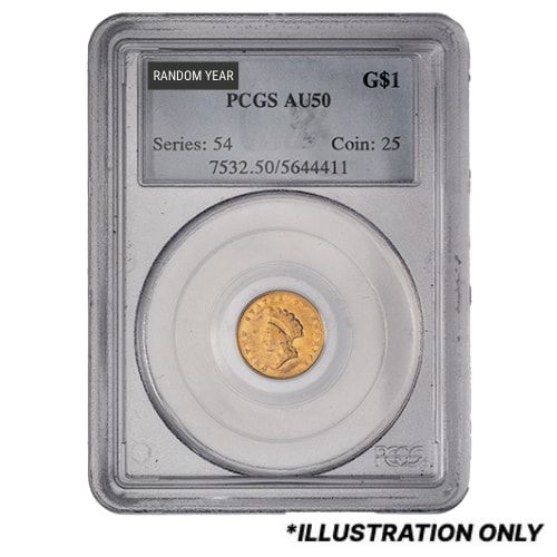 PCGS\u0020AU\u002D50\u0020\u00241\u0020Liberty\u0020Head\u0020Gold\u0020Coin\u0020Type\u0020II\u0020\u002D\u0020Random\u0020Year