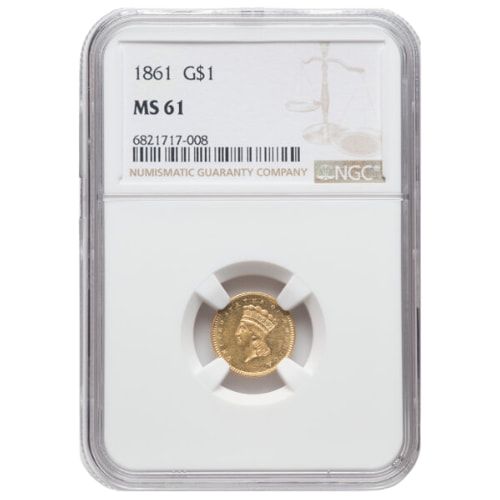 1861\u0020NGC\u0020MS\u002D61\u0020\u00241\u0020Indian\u0020Princess\u0020Liberty\u0020Head\u0020Gold\u0020Coin\u0020\u002D\u0020Type\u0020III