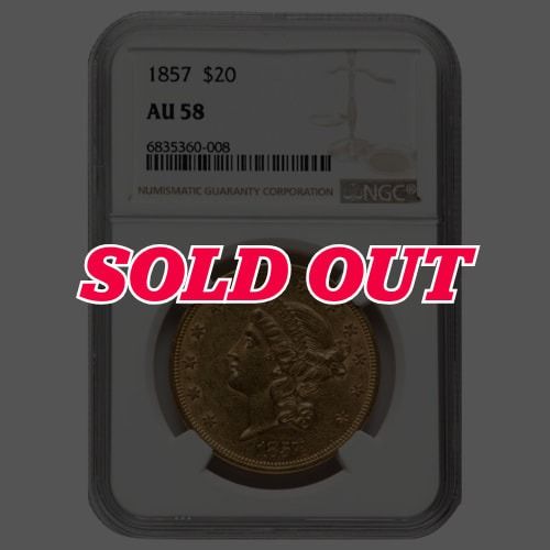 1857\u0020NGC\u0020AU\u002D58\u0020\u002420\u0020Liberty\u0020Double\u0020Eagle\u0020Gold\u0020Coin