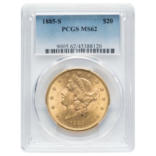 1885\u002DS\u0020PCGS\u0020MS\u002D62\u0020\u002420\u0020Liberty\u0020Double\u0020Eagle\u0020Gold\u0020Coin