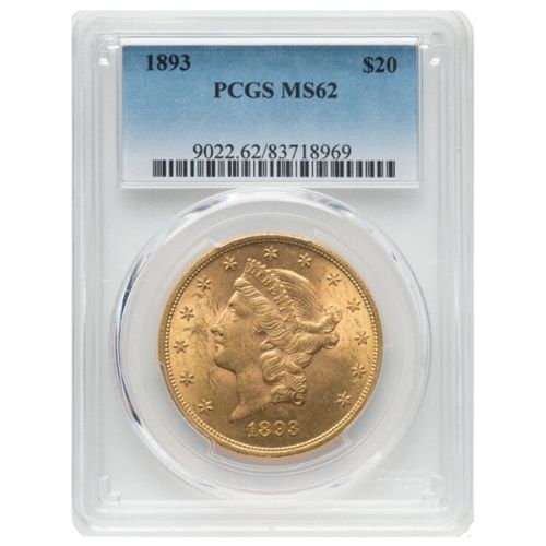 1893\u0020PCGS\u0020MS\u002D62\u0020\u002420\u0020Liberty\u0020Head\u0020Double\u0020Eagle\u0020Coin