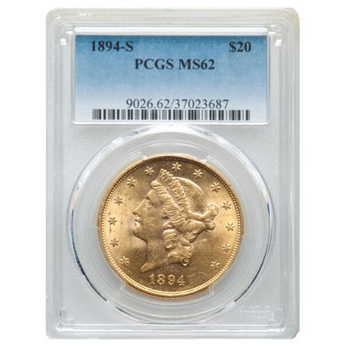 1894\u002DS\u0020PCGS\u0020MS\u002D62\u0020\u002420\u0020Liberty\u0020Double\u0020Eagle\u0020Gold\u0020Coin