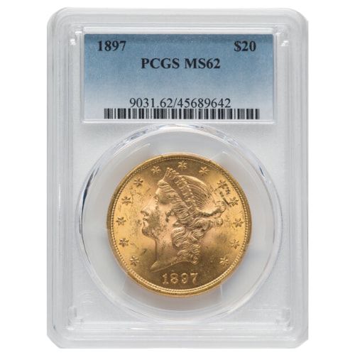 1897\u0020PCGS\u0020MS\u002D62\u0020\u002420\u0020Liberty\u0020Double\u0020Eagle\u0020Gold\u0020Coin