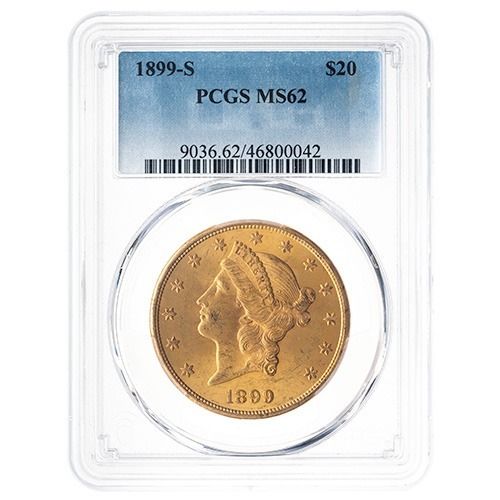 1899\u002DS\u0020PCGS\u0020MS\u002D62\u0020\u002420\u0020Liberty\u0020Double\u0020Eagle\u0020Gold\u0020Coin\u0020
