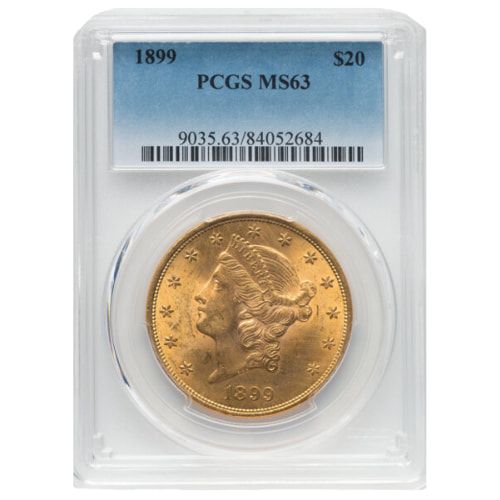 1899\u0020US\u0020Gold\u0020Liberty\u0020Double\u0020Eagle\u0020\u002420\u0020Coin\u0020PCGS\u0020MS\u002D63