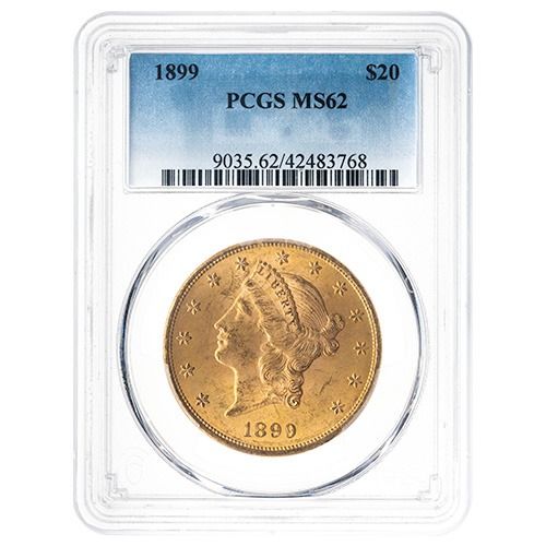 1899\u002DS\u0020PCGS\u0020MS\u002D62\u0020\u002420\u0020Liberty\u0020Double\u0020Eagle\u0020Gold\u0020Coin\u0020