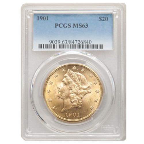 1901\u0020PCGS\u0020\u002420\u0020MS\u002D63\u0020Liberty\u0020Double\u0020Eagle\u0020Gold\u0020Coin