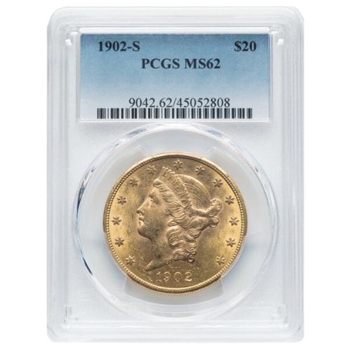 1902\u002DS\u0020US\u0020Gold\u0020Liberty\u0020Double\u0020Eagle\u0020\u002420\u0020Coin\u0020PCGS\u0020MS\u002D62
