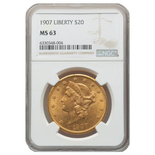 1907\u0020NGC\u0020MS\u002D63\u0020\u002420\u0020Liberty\u0020Double\u0020Eagle\u0020Gold\u0020Coin