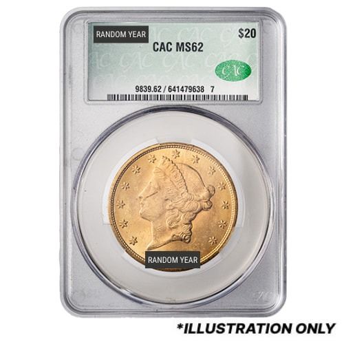CAC\u0020MS\u002D62\u0020\u002420\u0020Liberty\u0020Double\u0020Eagle\u0020Gold\u0020Coin\u0020\u002D\u0020Random\u0020Year