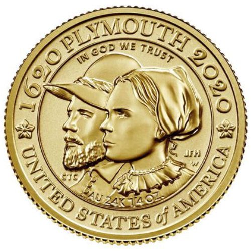 2020-W 1/4 oz $10 American Mayflower 400th Anniversary Reverse Proof Gold Coin