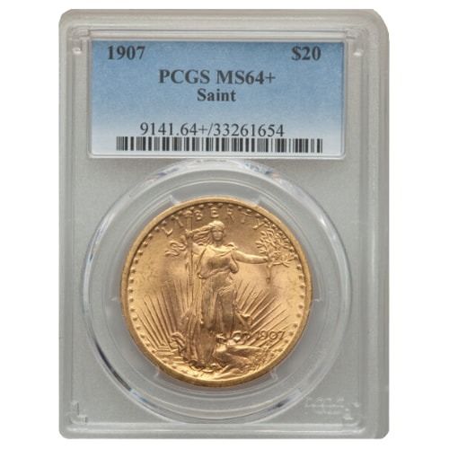 1907\u0020PCGS\u0020MS\u002D64\u002B\u0020\u002420\u0020St.\u0020Gaudens\u0020Double\u0020Eagle\u0020Gold\u0020Coin