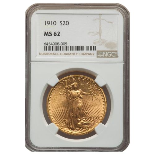 1910\u0020NGC\u0020MS\u002D62\u0020\u002420\u0020St.\u0020Gaudens\u0020Double\u0020Eagle\u0020Gold\u0020Coin