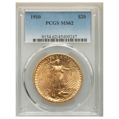1910\u0020PCGS\u0020MS\u002D62\u0020\u002420\u0020St.\u0020Gaudens\u0020Double\u0020Eagle\u0020Gold\u0020Coin