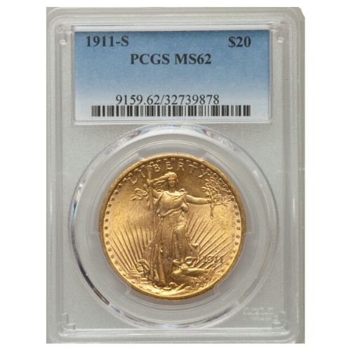 1911\u002DS\u0020PCGS\u0020MS\u002D62\u0020\u002420\u0020St.Gaudens\u0020Double\u0020Eagle\u0020Gold\u0020Coin