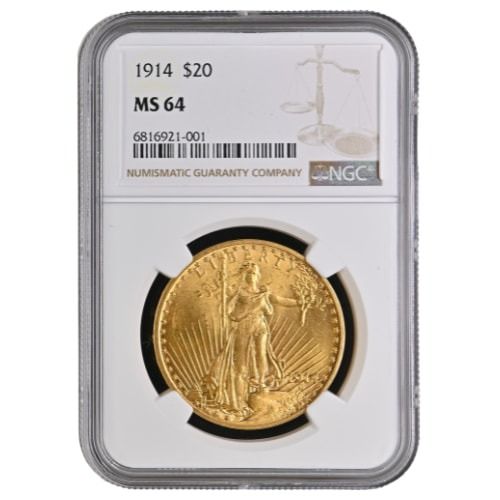 1914\u0020NGC\u0020MS\u002D64\u0020\u002420\u0020St.\u0020Gaudens\u0020Double\u0020Eagle\u0020Gold\u0020Coin