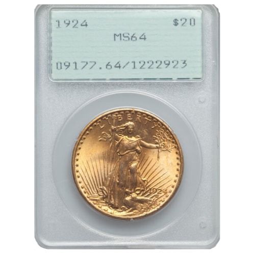 PCGS\u0020MS\u002D64\u0020\u002420\u0020St.\u0020Gaudens\u0020Double\u0020Eagle\u0020Gold\u0020Coin\u0020\u002D\u0020Random\u0020Year\u0020\u002D\u0020Old\u0020Green\u0020Holder
